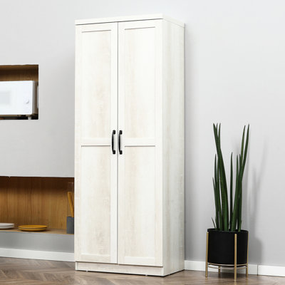 63" Freestanding Kitchen Pantry Cabinet, 5 Shelving With 2 Doors, White For Dining Area Doors Antique Pantry, Room Use