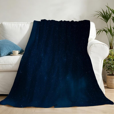 Jeté en flanelle bleue ultra douce, imprimé recto nuit foncée