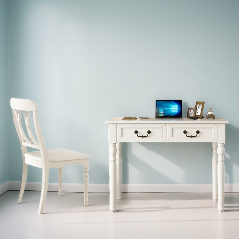 Minimalist style desk chair set, White