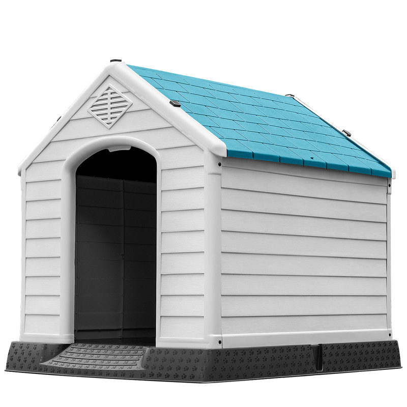 Niche pour chien isolée en plastique Deisi, H 30 po x l 30 po x P 33 po, Bleu