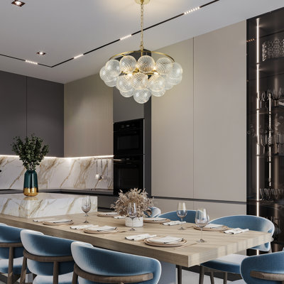 6 - Light Dimmable Kitchen Island Bubble Glass Chandelier