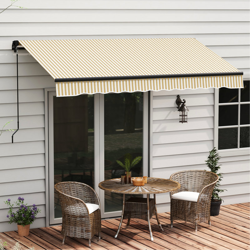 Auvent rétractable pour pare-soleil, patio avec fonctionnement manuel, tissu 280 g / m², structure en aluminium robuste, manivelle beige pour balcon et cour