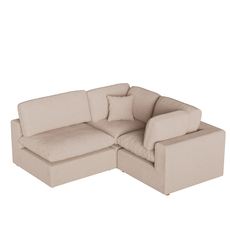 Jossa 3- Piece Upholstered Sofa Sectional, Ivory Chenille