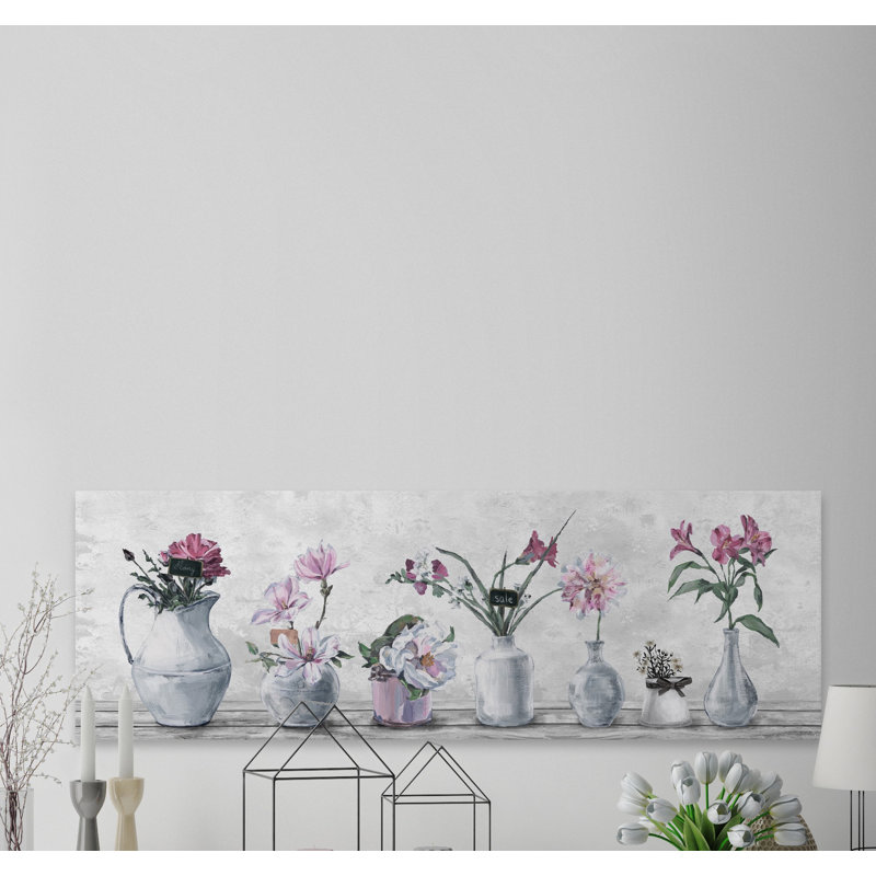" Blooming Pink Flowers " Painting Print, 20" H x 60" W x 1.5" D