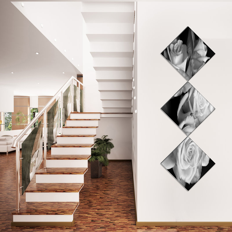 « grappe de roses noir et blanc », reproduction de photo à multiples images sur toile
