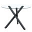 Compact Glass Dining Table, 39" Round, Modern Metal Frame For Kitchens