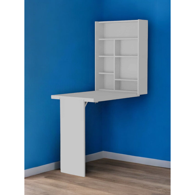24" White Wall Mounted Writing Desk, White