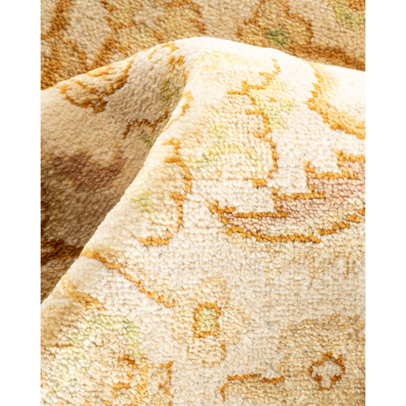 Tapis noué à la main de conception unique ivoire / rouge / beige 4 pi 1 po x 6 pi 3 po