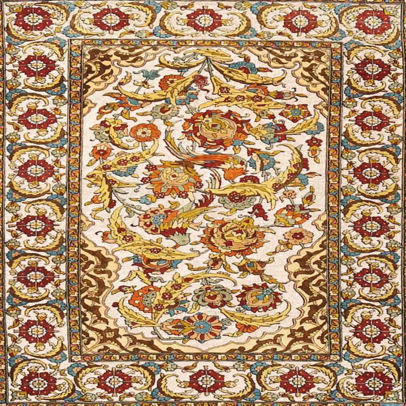 Tapis oriental rouge / jaune, Rond 7 pi