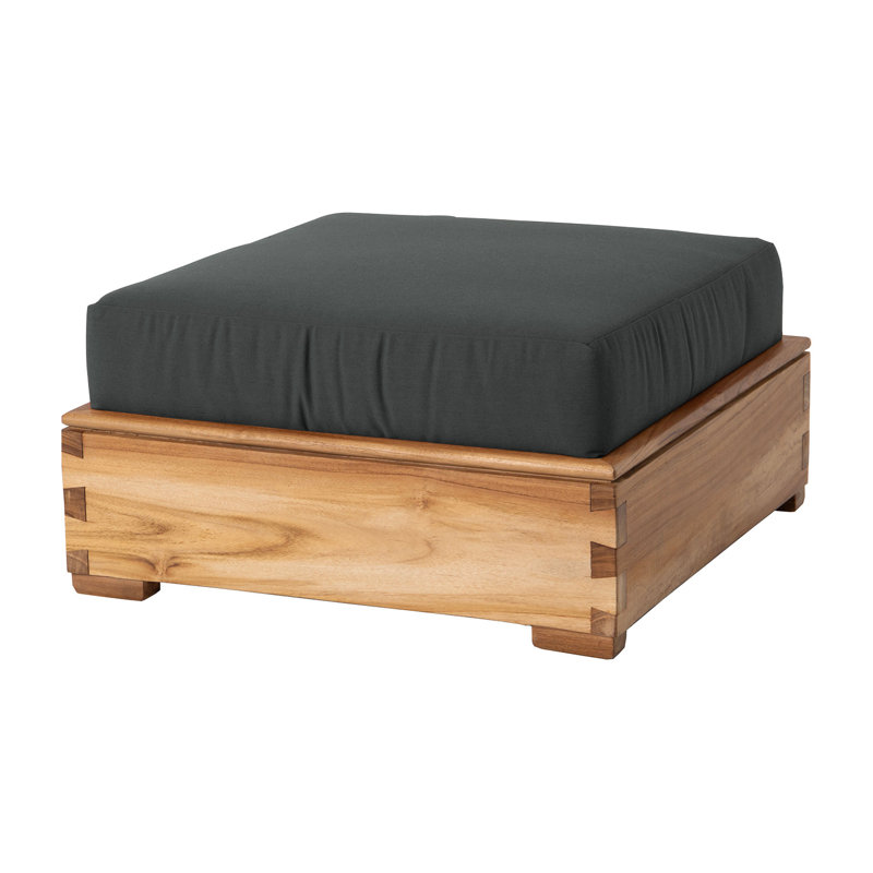 Arrihanna Outdoor Teak Ottoman, Coal