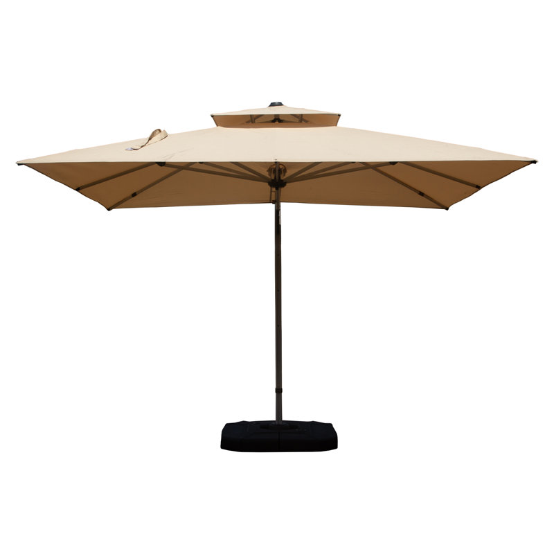 Parasol carré en porte-à-faux 10 'x 10' avec mât central beige (base non incluse), Square, Beige