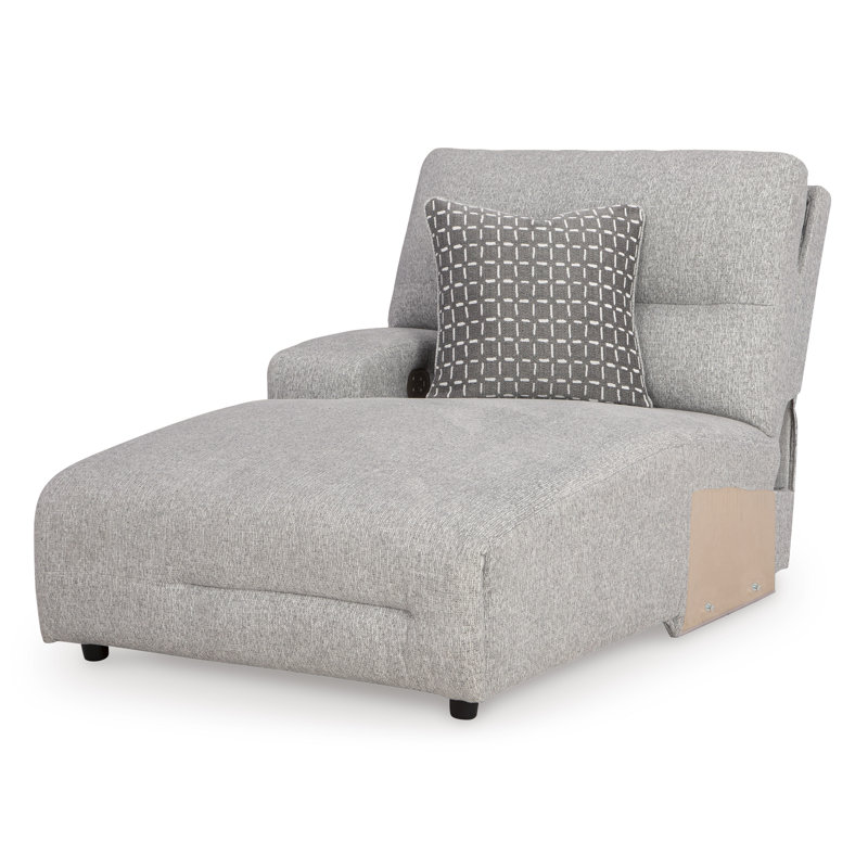 Depaul 3-Piece Power Reclining Sectional, Left Hand Facing, Gray Polyester