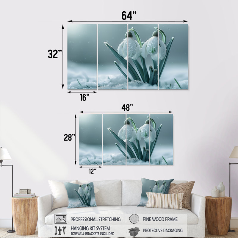 Ensemble de salon Lamberson - Snowdrops Wall Art, H 32 po x l 64 po
