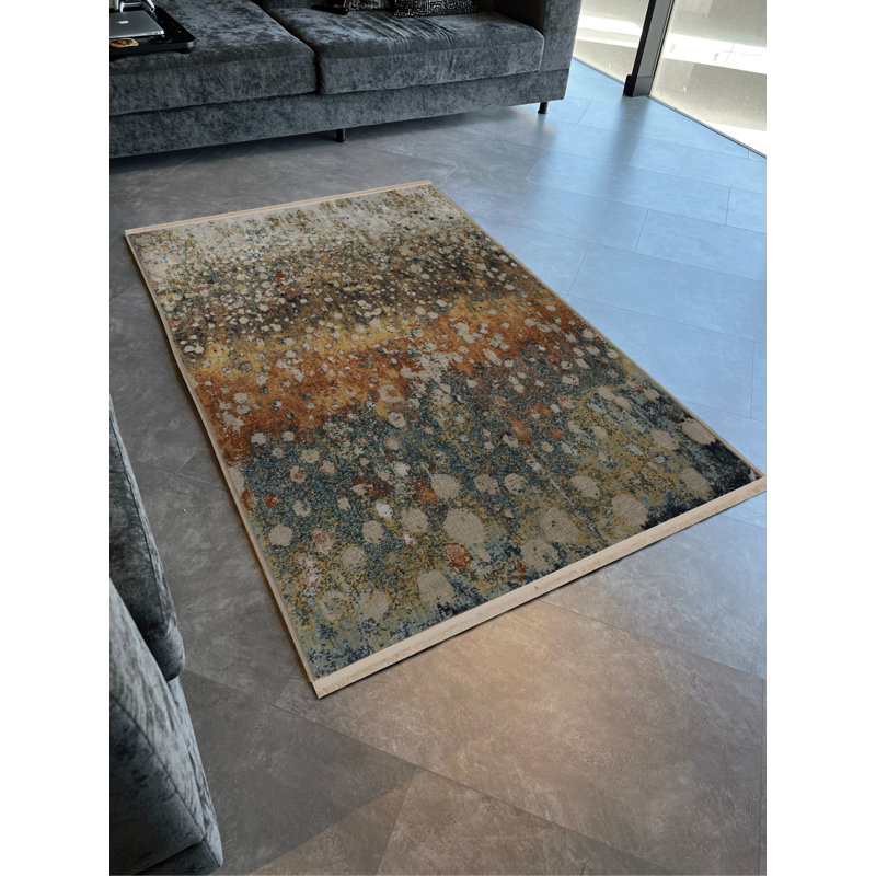 Tapis décoratif moderne multicolore à motif abstrait, Rectangle 3 pi 11,24 po x 5 pi 10,87 po