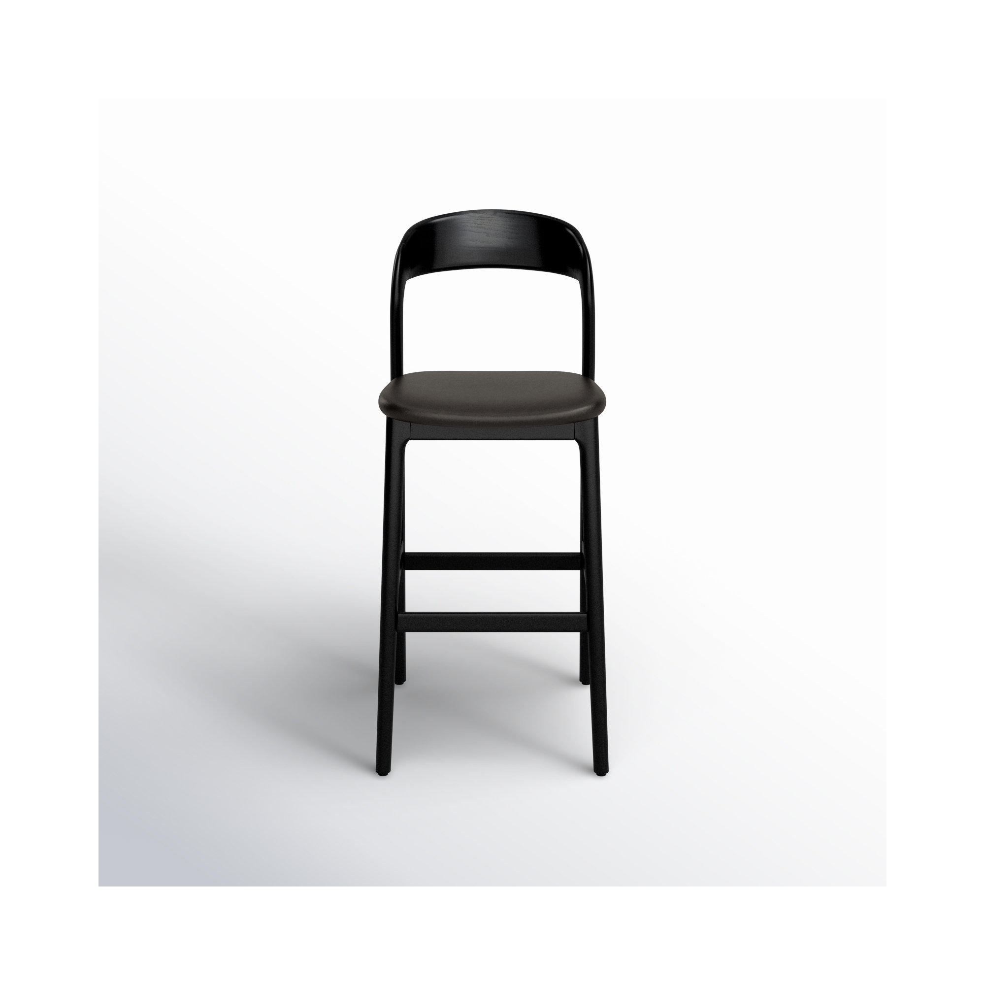 Kayla Leather Bar & Counter Stool, Bar Stool (30" Seat Height), Sonoma Black Genuine Leather/Black