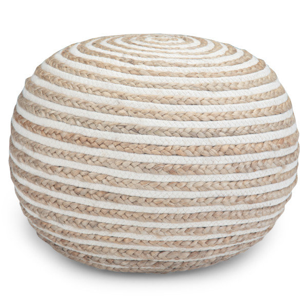 Pouf rond en jute et coton 20 po Yolanda