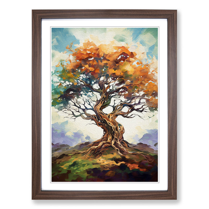 Oak Tree Gestural 1 Piece Single Picture Frame Wall Art, 46cm H x 34cm W x 2cm D, Walnut
