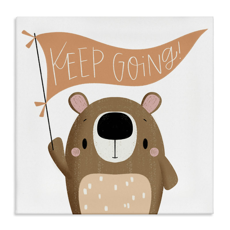 Motivation Bear Keep Going Canvas, design par Sarah Hickman, H 17 po x l 17 po