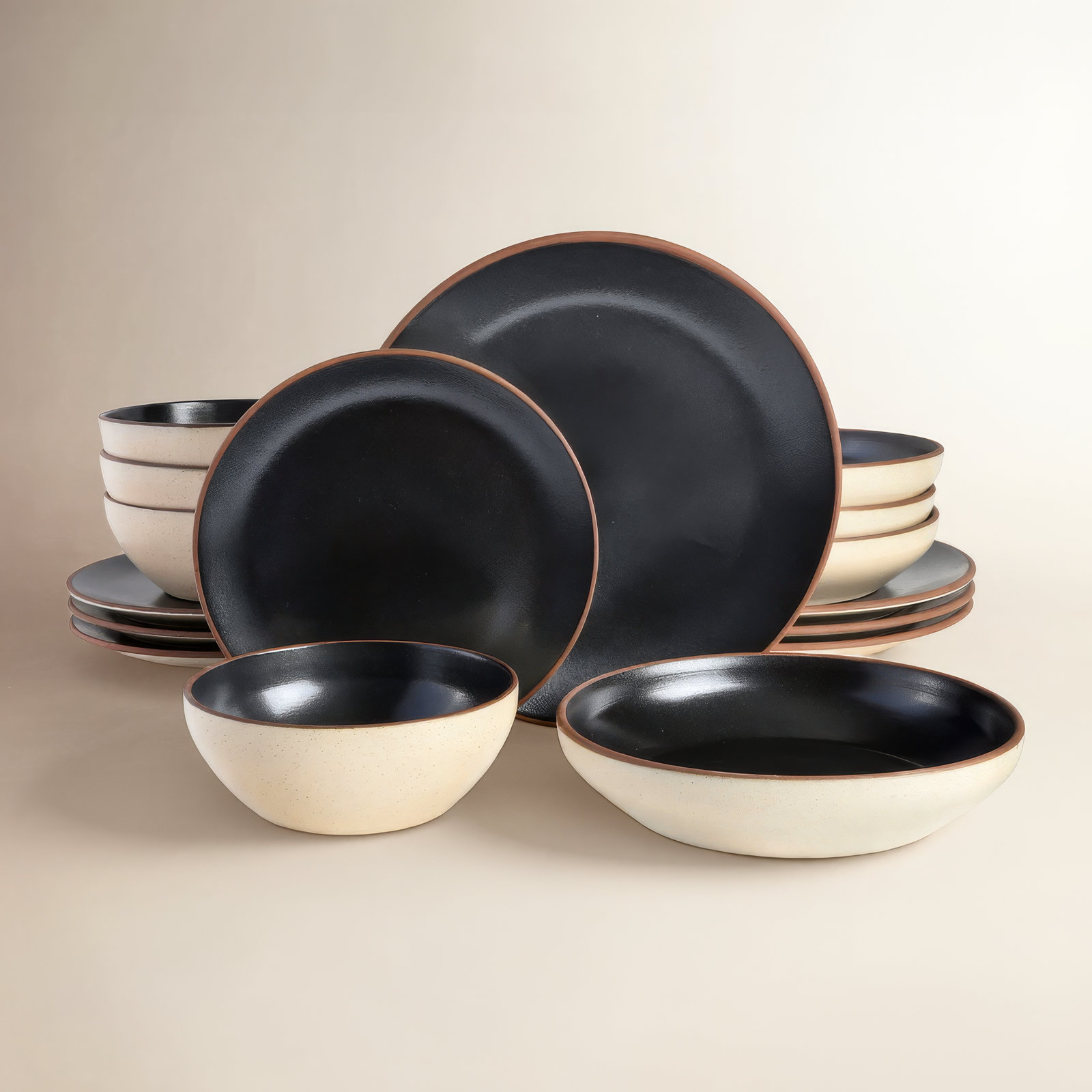 Contempo Dinnerware Set - Service for 4, Black
