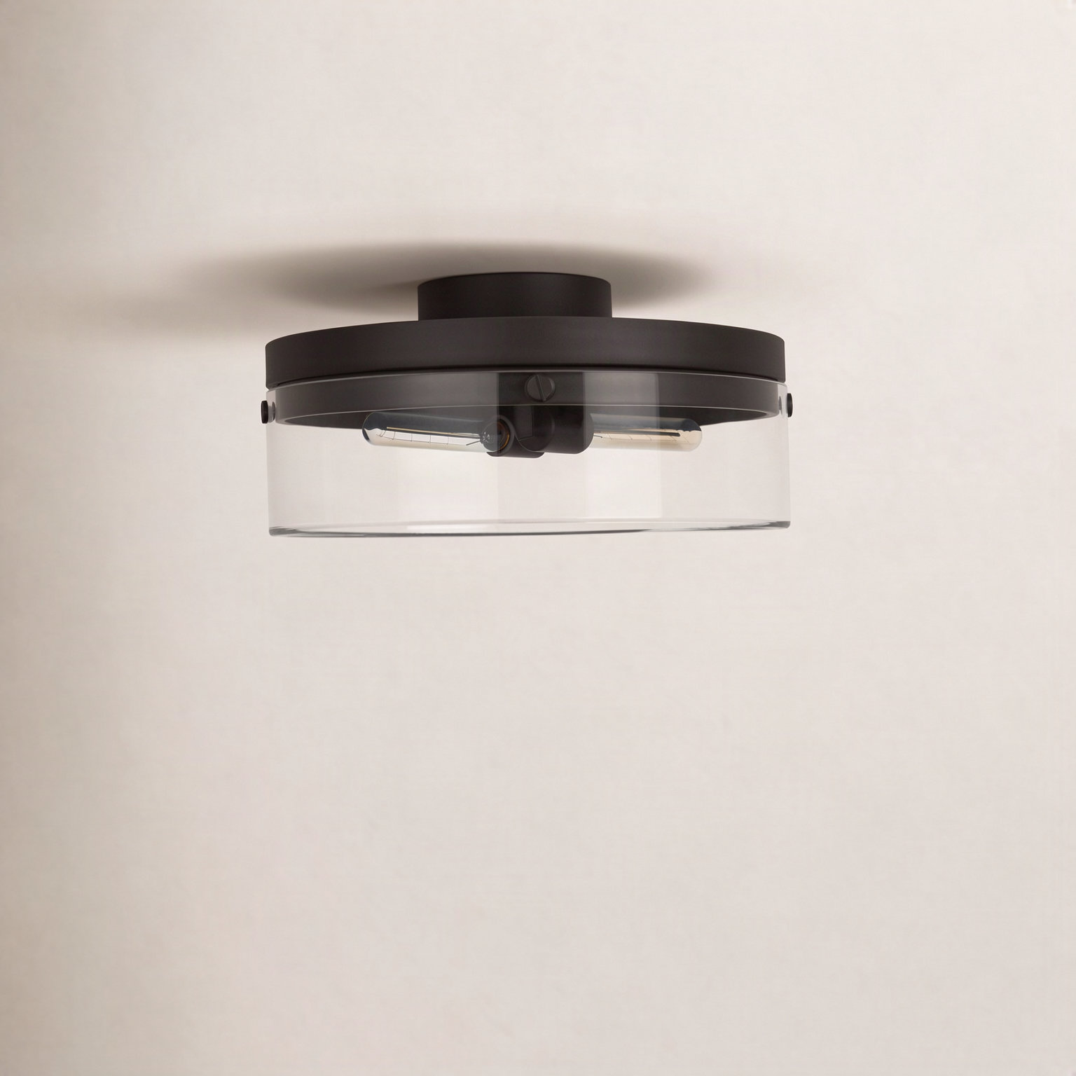 2 Light Glass Flush Mount, 6.5" H x 18.38" W x 18.38" D