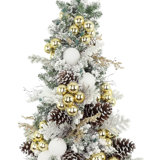 Pre-Lit Holiday Tree with Ornaments and Pinecones in Ceramic Pot