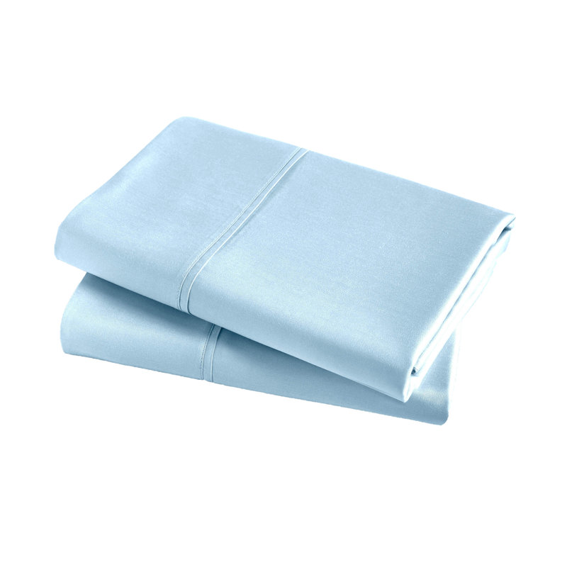 800-Thread Count Certified Egyptian Cotton Pillowcase Set, Light Blue, Standard