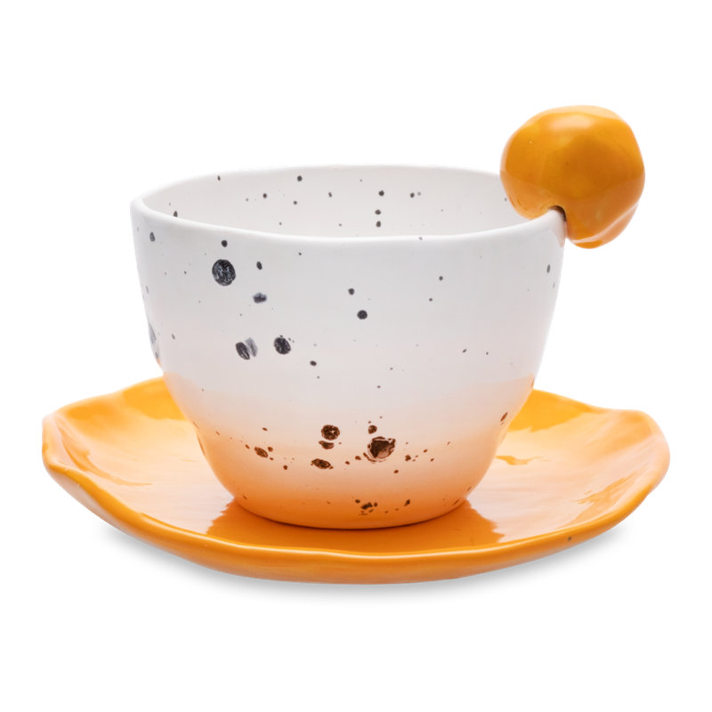 Krystalyn Handmade Ceramic Cup, Orange