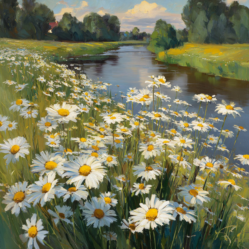 «Daisy River Landscape V», art mural sur toile tendue, L 20 po x H 20 po x P 1,5 po