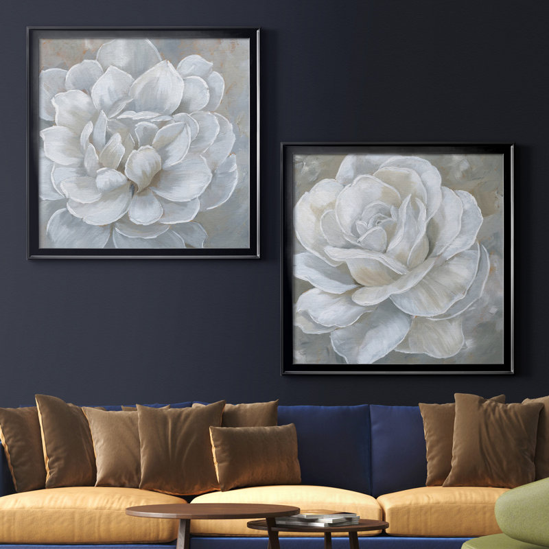 «Bombshell Bloom I», ensemble de 2 reproductions d'art sur toiles, Toile avec cadre argenté, H 34,5 po x l 69 po, Noir
