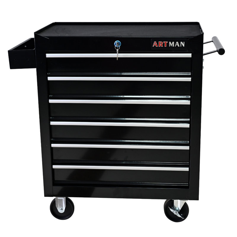 Rolling Tool Chest, 6 Drawer Tool Box With Wheels, Heavy Duty Industrial Service Cart Storage Organizer With Locking System, Rolling Tool Box Organizer Tool Case For Garage, Repair Shop