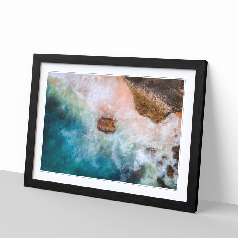 Beach Waves - Picture Frame Painti, Black, 62cm H x 87cm W x 2cm D