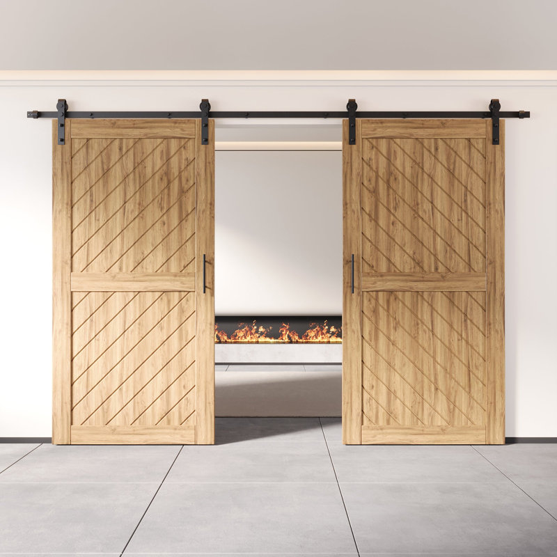 Portes de grange doubles non assemblées et finies à conception inclinée 30 po x 80 po Homquer Homacer, 30" X 80"