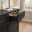 Buffet de 104 cm avec mini-réfrigérateur intégré, 2 tiroirs et tablette ajustable pour coin café et espace boissons, noir-491728620