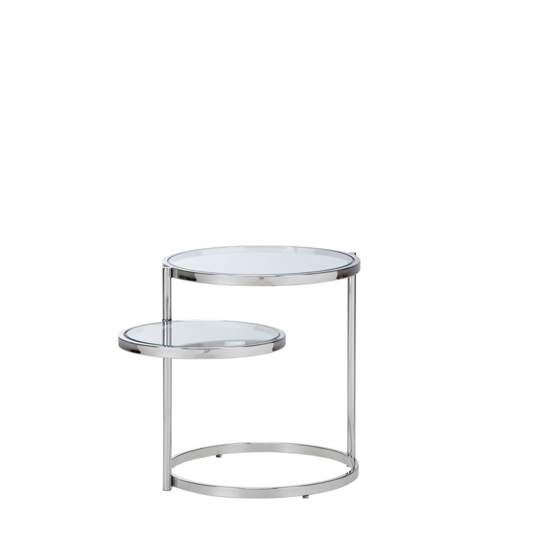Shelfie Glass End Table, Polished Nickel