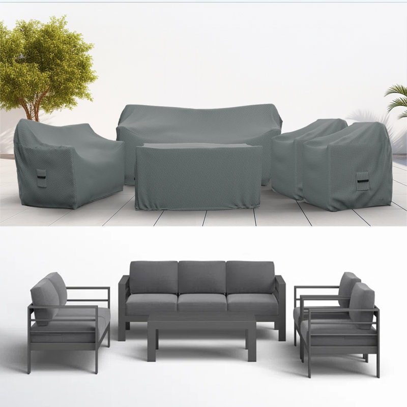 Layinsun Patio Furniture 7 Person Conversation Set Cover, Outdoor Furniture Covers, Water-Repellent UV & Weather-Resistant Covers for Brandtley Sofa, Loveseat, Chairs & Table