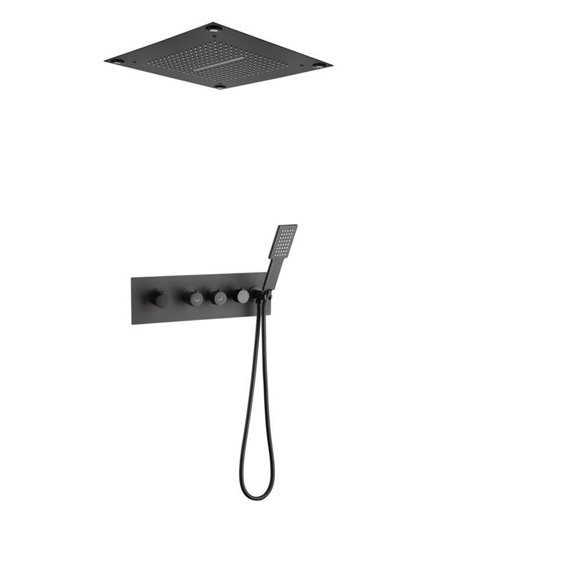 Bolzano 16 Inch Ceiling Mount Thermostatic LED Shower System with 4 Functions in Modern Style