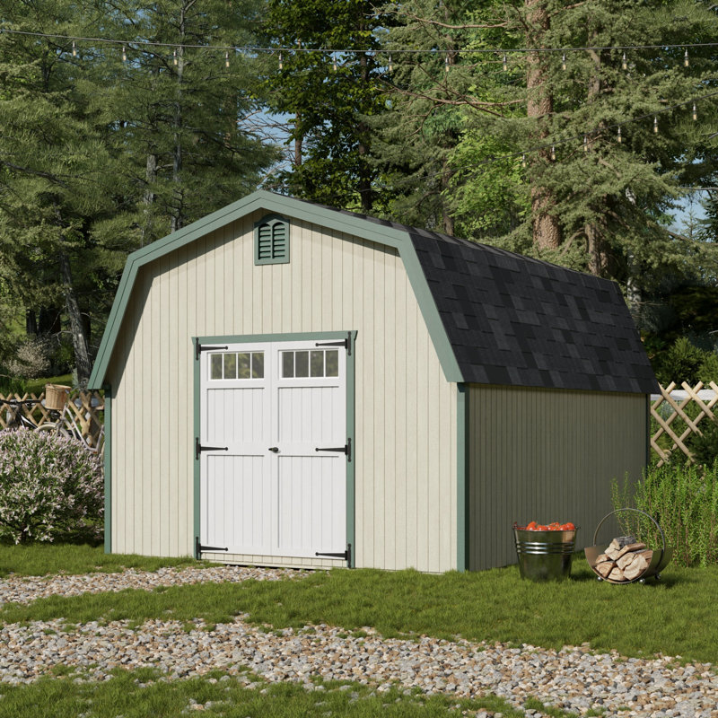 Colonial Greenfield Barn Outdoor Wood Storage Shed, Yes, 12' x 14'