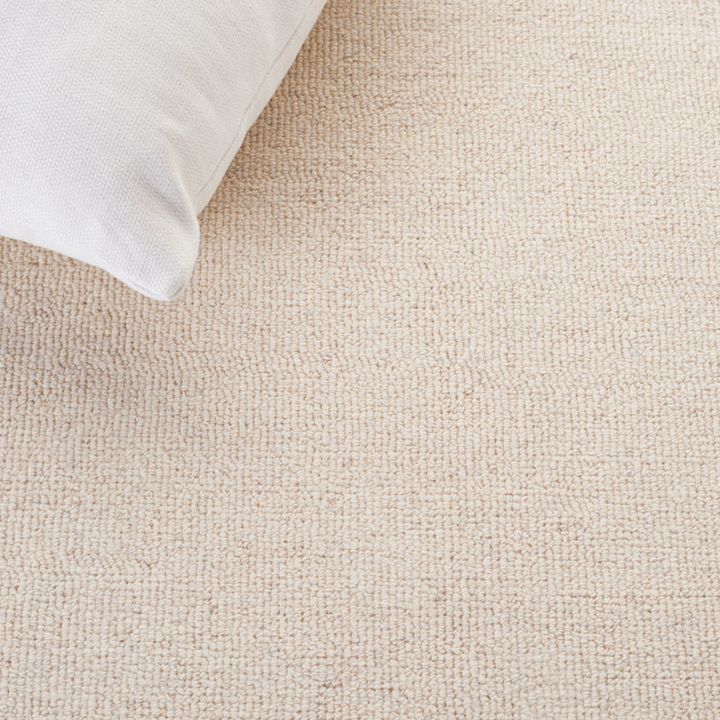 Ivory and Blue Hand-Knotted Wool Striped Rug, 3' x 5'
