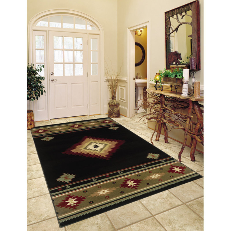 Tapis noir / vert Appomattox Southwestern, Rectangle 10 pi x 13 pi