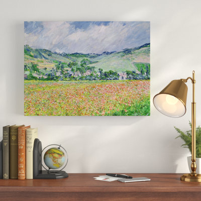 Wrapped Canvas Wall Art - Claude Monet 'The Poppy Field near Giverny' Wall Art for Living Room, Bedroom, or Office Décor - 35x47