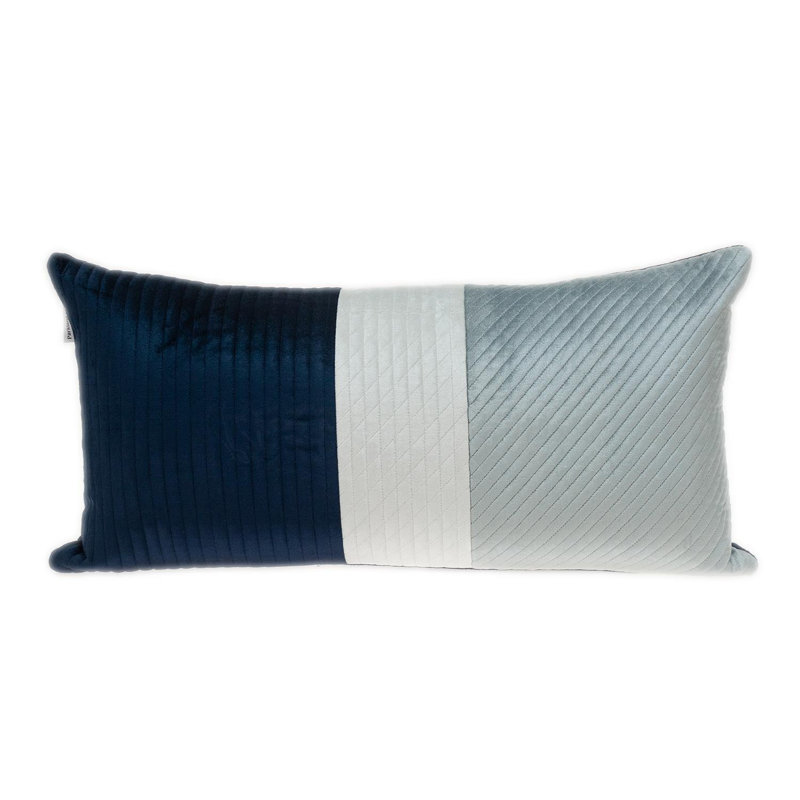 Coussin matelassé en velours matelassé, Bleu marine; argent