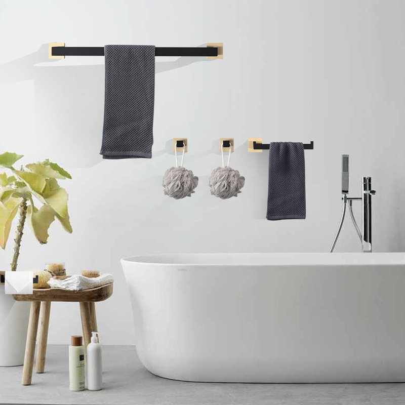 10 - Piece Bathroom Hardware Set, Black and Gold