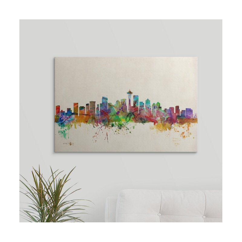 «Seattle Skyline» par Francy, impression, H 32 po x l 48 po x P 1,5 po, Toile