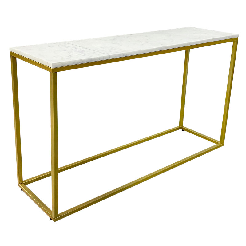 Console Evolve en marbre véritable de 47 po - Blanc/Or, Blanc, Doré