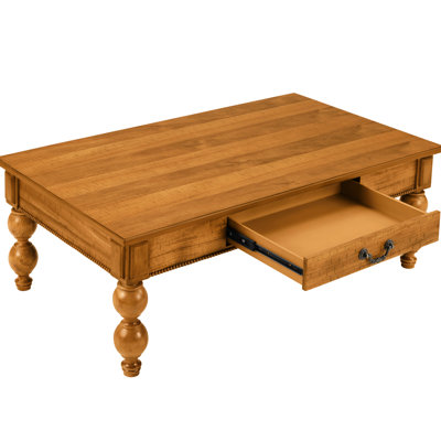 Table basse vintage en bois massif pour appartement, rectangulaire avec 2 tables d'appoint, finition naturelle, pieds fuselés design à bulles, tiroirs de rangement, montage facile en 5 minutes, bureau en bois, 3 pièces d'appoint