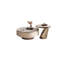 Table basse beige avec piédestal doré-129114765