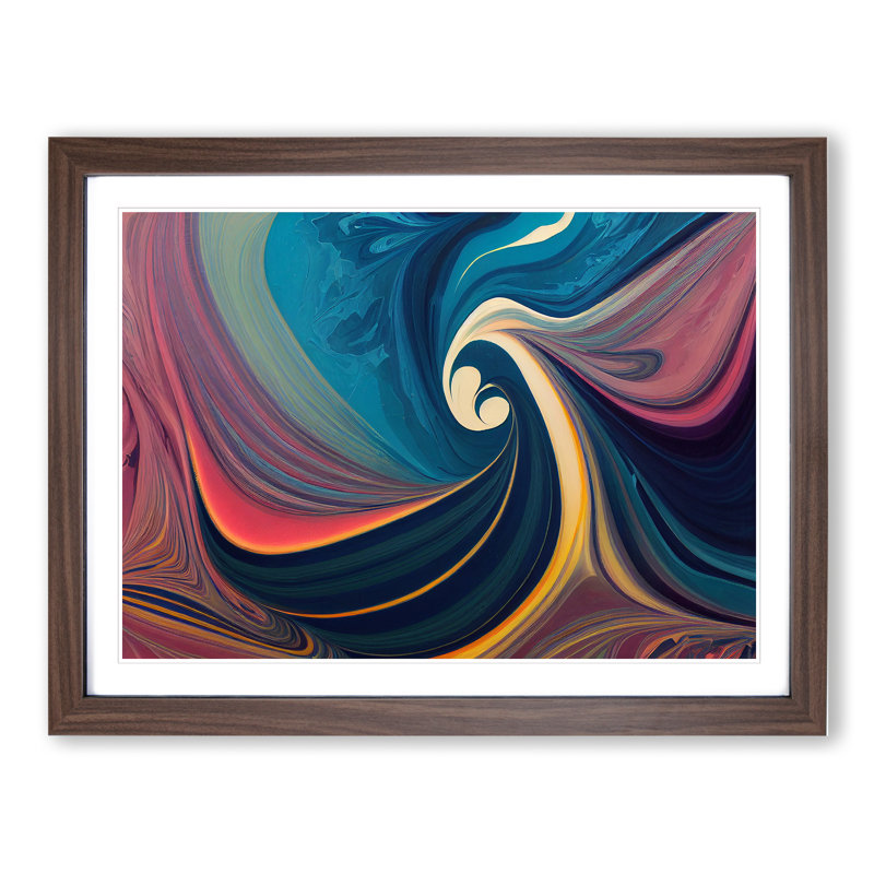 Abstract Marbling Art Vol.2 - Framed Print, 34cm H x 46cm W x 2cm D, Walnut