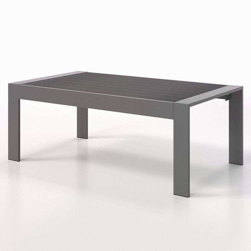 Table basse d'extérieur toutes saisons en aluminium, table basse moderne pour l'extérieur, table basse rectangulaire de patio - gris