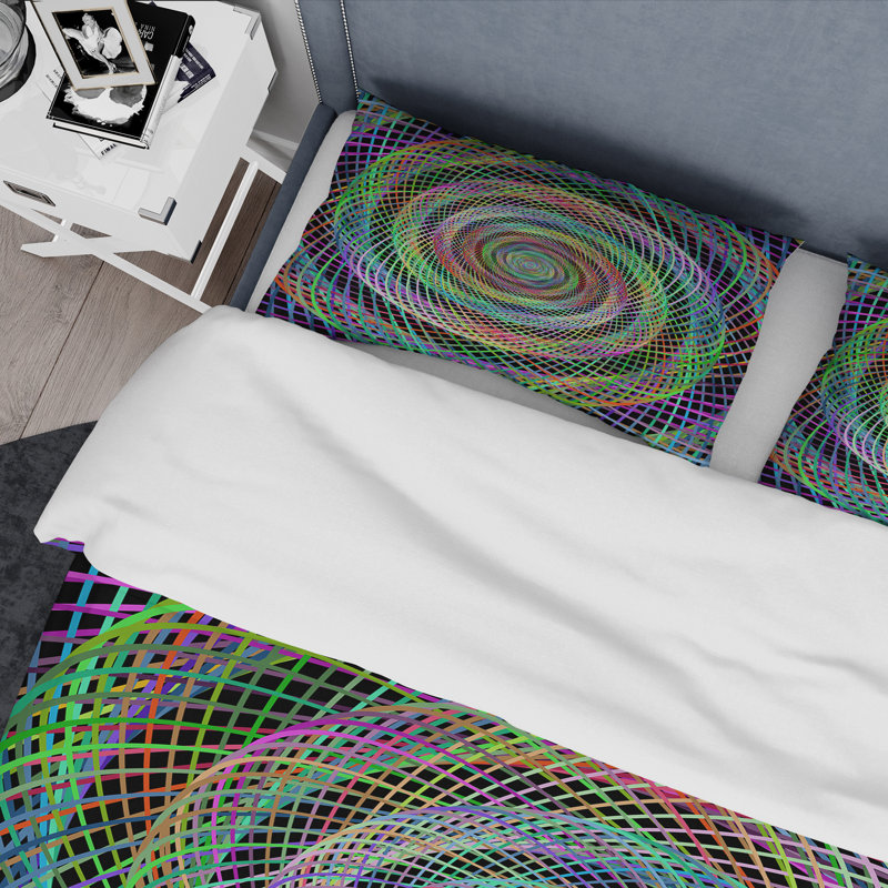 Iridescent Infinity Spiral - Ensemble de housse de couette moderne - Microfibre de polyester