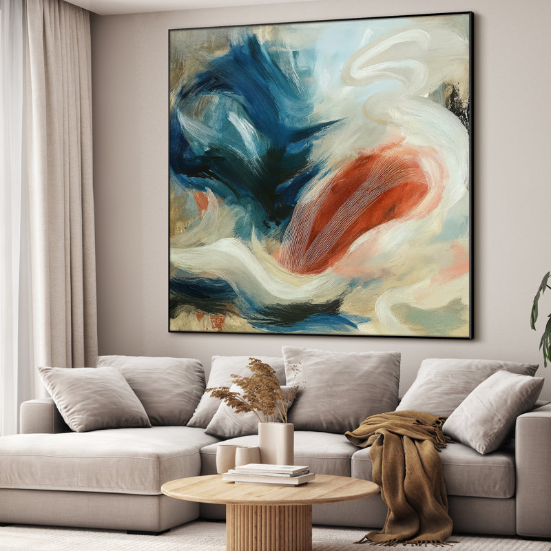 Extra Large Wall Art Fabric Print - Abstract Minimalist Modern Artwork Artwork Decor for Living Room or Bedroom - "Frame Assembly Required (Unfinished Frame)"